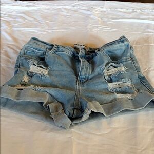 Wax Jean Women's Ripped Denim Shorts - Light Blue